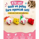 Medusa 2 Adet Sesli, 2 Adet Sessiz Peluş Fare, Kedi Oyuncağı