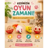 Medusa 2 Adet Zilli Top, 1 Adet Peluş,1 Adet Sesli Fare Kedi Oyuncağı Seti