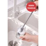 MEDUSHOP 32 cm Uzun Silikon Biberon Fırçası | Dar Ağız Şişe Kavanoz Yağ Şişesi Temizleme Fırçası