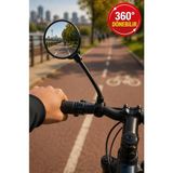 Medushop 360° Ayarlanabilir Bisiklet Aynası Gidon Bağlantılı Geniş Açılı Motosiklet Scooter Dikiz Aynası - Standart - Siyah