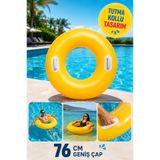 MEDUSHOP 76 Cm Şişme Simit Sarı Renk Deniz Havuz Simidi Tutma Kollu Çocuk ve Yetişkin Kullanımı