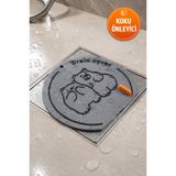 Medushop Ayıcık Desenli Gri Silikon Gider Kapağı Koku Önleyici Lavabo Süzgeci Böcek Engelleyici Mat