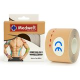 Medwelt Kinezyoloji Bandı Ağrı Bandı 5cm x 5m – Suya Dayanıklı, Hipoalerjenik, Ten Rengi