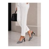 medy Zebra Sivri Burun 9 cm Arka açık Topuklu Ayakkabı Stiletto