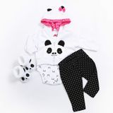 Medylove Reborn bebek bebek giysileri Panda kıyafet seti için 17-18 inç yeniden doğmuş bebek kız eşleşen giysi aksesuarları 4 adet