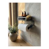 mee wall art Metal Duvar Tipi Çok Amaçlı Banyo Rafı ve Kağıt Havluluk - Yapışkanlı & Vidalı Montaj