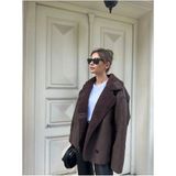 Meecy Else Acı Kahve Dokulu Süet Içi Peluşlu Oversize Zr Model Mont