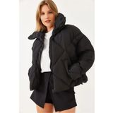 MEECY Kadın Siyah Oversize Şişme Mont