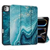 MEEgoodo M4 iPad Pro 11 inç Kılıf 2024, Üç Katlı Stand ve Kalem Tutacağı ve Otomatik Uyandırma/Uyku ve Yumuşak TPU Arka Kapak, Soyut Okyanus