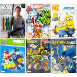 Meet15 Paw Patrol Marvel Avenger Thor Hulk Kaptan Amerika Örümcek Adam Ninja Kaplumbağalar Batman Despicable Me Minions Star Wars içeren Çocuk Boyama ve Etkinlik Kitabı | 6 Farklı Jumbo Kitap