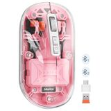 Meetion | BTM005 | Pembe | Saydam Ofis Mouse | 2.4G Kablosuz + Çift Bluetooth | Sessiz Tıklama | 2400 DPI