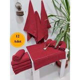 Mef Collection 12'li Bordo Pamuklu Berber Havlusu Kuaför Havlusu - 50x90 cm - Su Çekici ve Dayanıklı - 50 x 90 cm