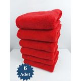 Mef Collection 6'lı Kırmızı Mikrofiber Boya Tutmayan Kuaför Havlusu 50 x 90 cm - Leke ve Solmaya Dayanıklı - 50 x 90 cm