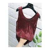 Mefa basic Bordo Parlak Payetli Bluz