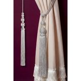 MEFAKS TEKSTİL Akrilik Küplü Kordon Sarım Braçol Set Açık Gri (2 Braçol + 1 Sarkıt)