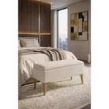 Mefaks Tekstil Sandıklı Bench Puf Beyaz – Kapaklı Plastik Ayaklı Fonksiyonel Oturma Pufu, Yatak Ucu & Antre - 40x100 cm