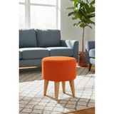 Mefaks Tekstil Yuvarlak Plastikl Ayaklı Puf, Tabure Salon & Oturma Odası Içi Dekoratif Puf Turuncu - 40 x 50