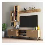 Mega 180 lik Kitaplıklı Raflı Tv Ünitesi Çam Hazeran Kapaklı - TVU0304