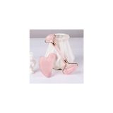Mega Awm Pembe Kuvars Face Roller ve Pembe Kuvars Kalp Gua Sha (Premium Set)
