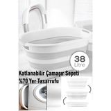Mega Boy 38 Litre Katlanabilir Çamaşır Sepeti - Akordiyon Çamaşır Selesi ( %70 Yer Tasarrufu )