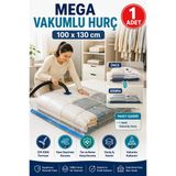 Mega Boy Vakumlu Hurç 100X130 Cm 1 Adet Çift Kilitli Vakum Poşeti Yorgan Battaniye Saklama Çuvalı