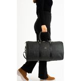 Mega Çanta Unisex Hostes Valiz Seyahat Tatil Spor Hastane El ve Omuz Çantası Kabin Valiz Çanta - Siyah