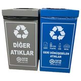 Mega Çevre 2'li Set Sıfır Atık Kutusu, Geri Dönüşüm Kutusu - 70 Lt, Sıfır Atık Yönetmeliğine Uygun - Renkli