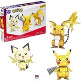 Mega Construx# Pokémon# Yap ve Oyna Figürler, Pikachu'nun Üç Evrimi yapı seti, çocuklar için yapı oyuncakları GYH06
