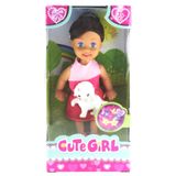 Mega Cute Girl Köpek Figürlü Kumral Mini Bebek