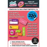 Mega Donut Temalı Paket Isme Özel Okul Etiketi / Stıcker Toplam 320 Adet