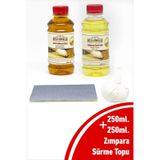 Mega Gomalak Doğal Ahşap Cila Seti Şeffaf Gomalak Cilası 250 ML + Gomalak Cilası Yağı 250 ML + Sürme Topu + Zımpara