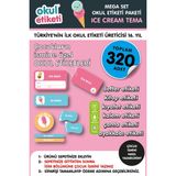 Mega Ice Cream Temalı Paket Isme Özel Okul Etiketi / Stıcker Toplam 320 Adet
