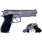 Mega Metalik Gri Gonher Metal Revolver 8'li Kapsül Patlatan Oyuncak Silah