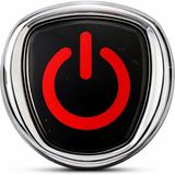 Mega Oto Market Kırmızı Power Logo Metal Araç Amblemi 3D Krom Çerçeveli Oto Panjur Bagaj Arması Universal(Siyah Zemin – Krom Çerçeve) - Renkli - 8 cm