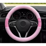 Mega Oto Market Universal Peluş Direksiyon Kılıfı Pembe Taş Detaylı Kaymaz Yumuşak 37-38 Cm