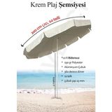 Mega Şemsiye 10 Telli Kalın Polyester Kumaşlı Balkon, Plaj Şemsiyesi (Bidon Hariç) - Krem - Çok Renkli