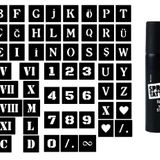 Mega Spray Tattoo Geçici Dövme Yapma Seti Harf, Roma Rakamı ve Sayı