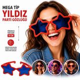 Mega Tip Yıldız Parti Gözlüğü Kırmızı Renk