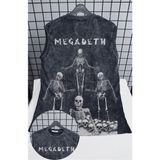 Megadeth Skeleton Sırt Baskılı Yıkamalı Kolsuz Tişört, Unisex Rock Band Retro Sıfır Kollu Atlet - Siyah - 2XL