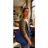 Megahan boutıque handmade yazlık lacıvert ağız kısmı çıtçıtlı El orgu kağıt ip canta