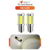 MEGAHAWK 1156 P21W 33 LED Ampul Beyaz 12V Canbus Geri Vites Stop Sinyal Tek Duy 2 Adet