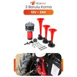 MEGAHAWK 12V 24V Korna Seti Kompresörlü 3 Borulu Korna Havalı Korna Yüksek Ses