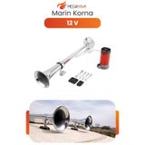 MEGAHAWK 12V Marin Korna Kompresörlü Tek Borulu Krom Havalı Korna Güçlü Ses Evrensel Montaj
