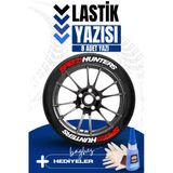 Megahawk 8 Adet Speedhunters Kırmızı Motosiklet Ve Otomobil Araç 3D Oto Lastik Yazısı Sticker Arma Seti