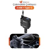MEGAHAWK Araç Çakmaklık Çoklayıcı 2 USB + Type-C Hızlı Şarj Voltmetreli 12V 24V Uyumlu