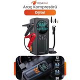 MEGAHAWK Dijital Araç Lastik Şişirme Kompresörü 150 Psı Taşınabilir Hava Pompası LED Ekran