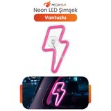 MEGAHAWK Neon LED Şimşek Işıklı Araç İçi Dekor Lambası Vantuzlu Pembe Ortam Aydınlatma