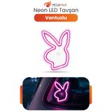 MEGAHAWK Neon Tavşan LED Araç İçi Cam Lambası Vantuzlu Pembe Dekoratif Işık Ortam Aydınlatma