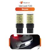 MEGAHAWK T20 144 LED Beyaz LED Ampul W21W 7440 Geri Vites Park Plaka Aydınlatma 2 Adet
