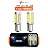 MEGAHAWK Tek Duy 33 LED Beyaz Mercekli LED Ampul BA15S P21W Geri Vites Park Plaka Aydınlatma 2 Adet